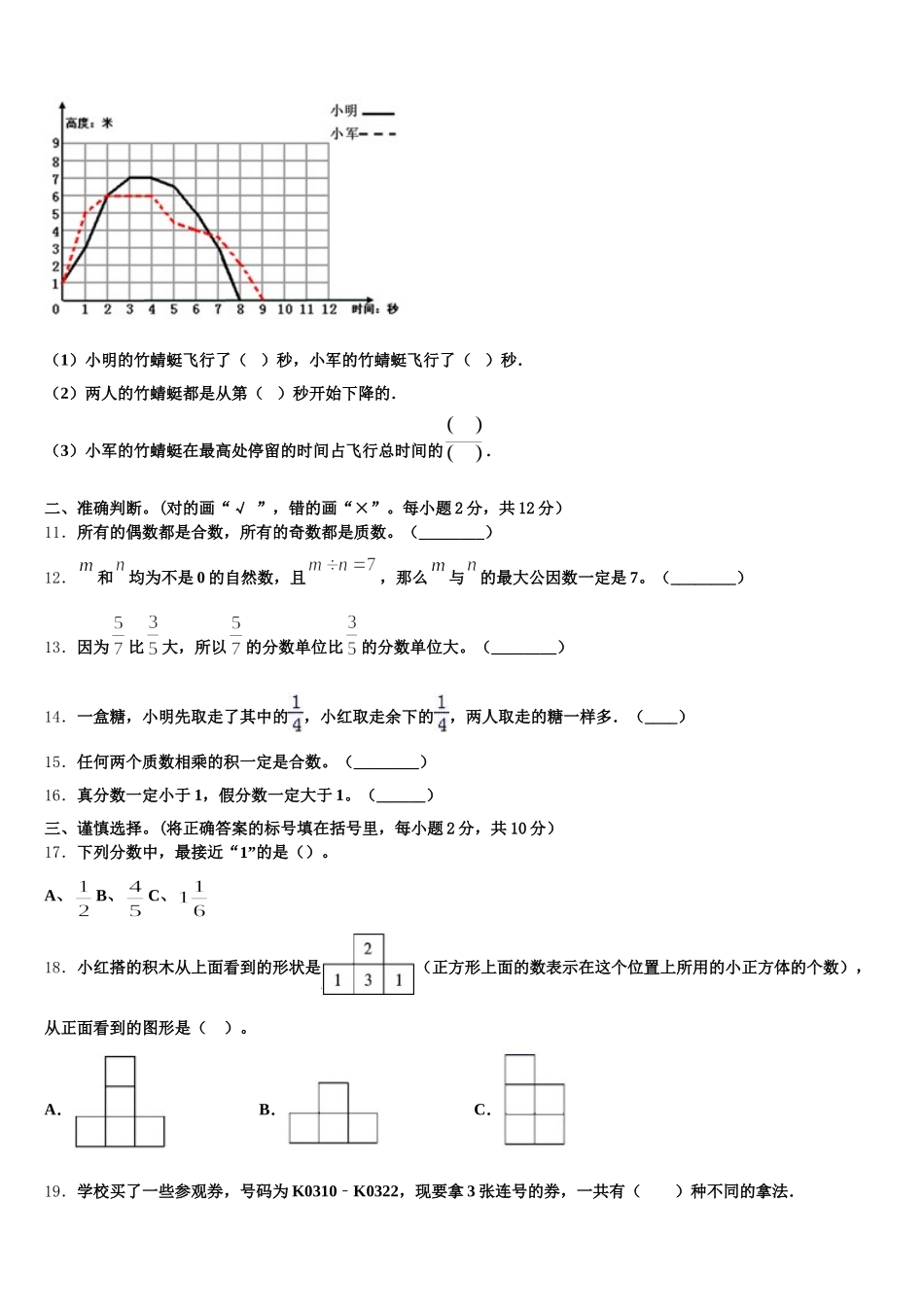 2025年黑龙江省名山农场学校数学五年级第二学期期末预测试题含答案_第2页