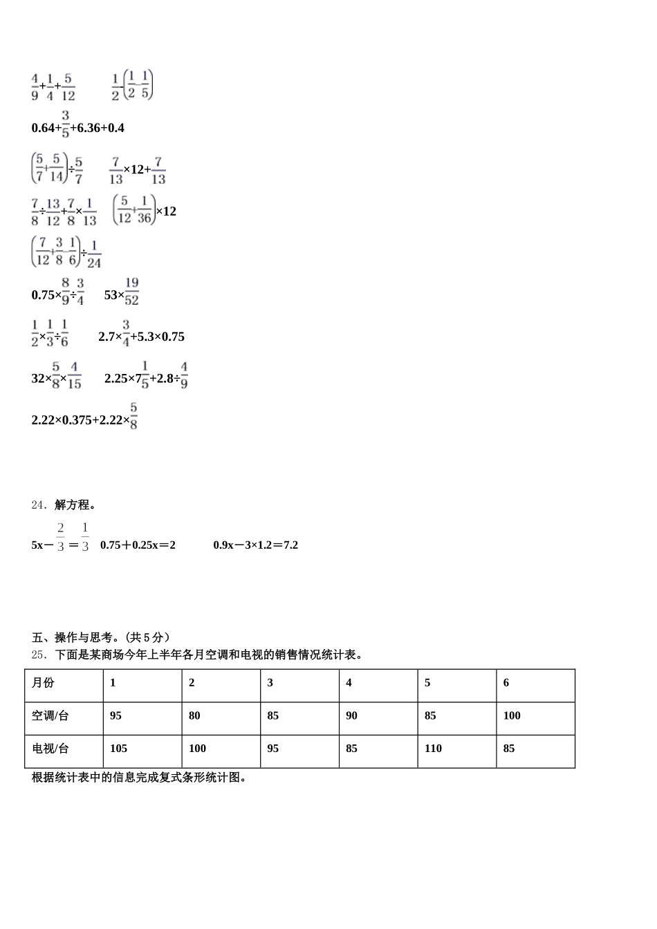 2025年陕西省宝鸡市太白县数学五下期末经典试题含答案_第3页