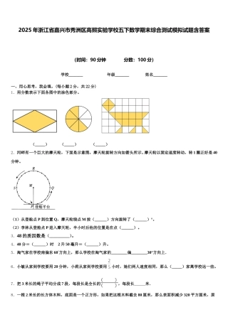2025年浙江省嘉兴市秀洲区高照实验学校五下数学期末综合测试模拟试题含答案