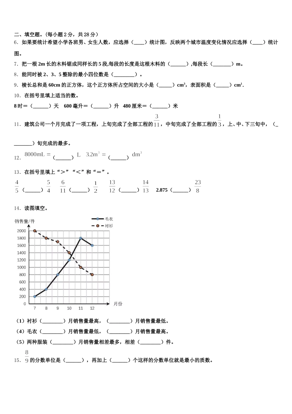 丽水市缙云县2025-2026学年数学五下期末统考模拟试题含答案_第2页