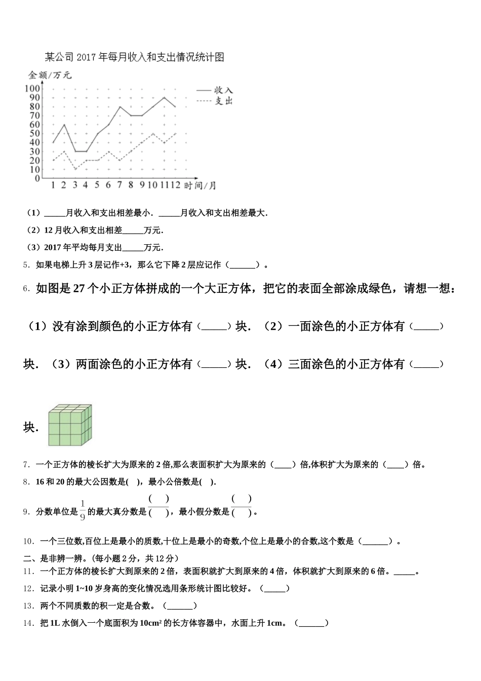 2026届伊宁市五年级数学第二学期期末监测模拟试题含答案_第2页