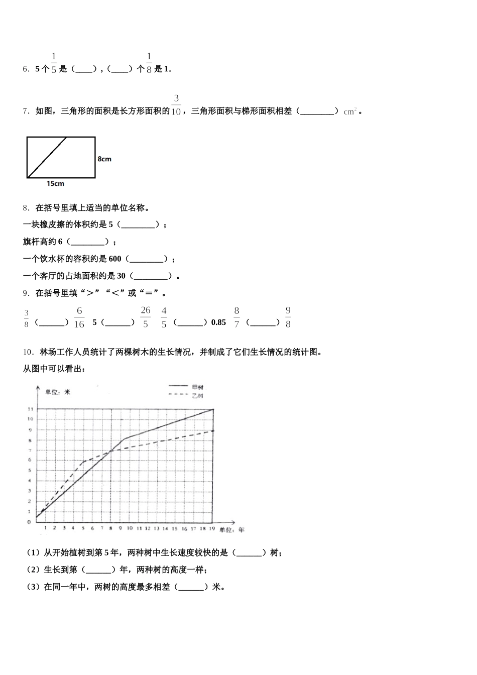 2026届长治市沁源县数学五年级第二学期期末调研模拟试题含答案_第2页