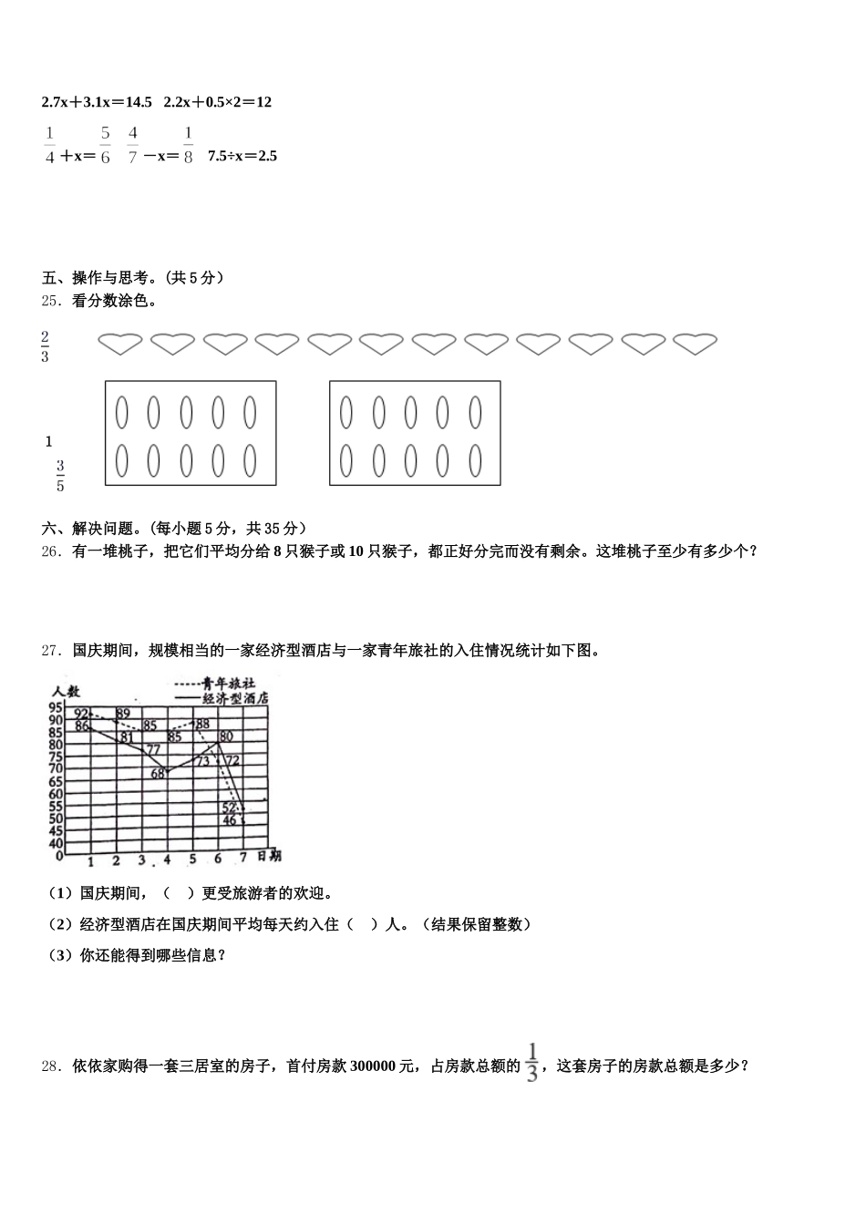 2025-2026学年河北省沧州市泊头市五年级数学第二学期期末综合测试试题含答案_第3页