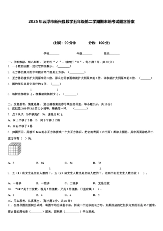 2025年云浮市新兴县数学五年级第二学期期末统考试题含答案