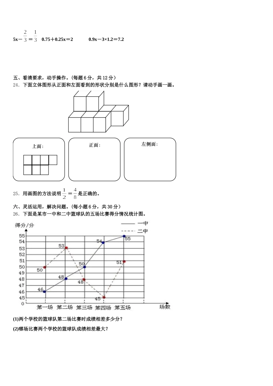 2025-2026学年崇义县五年级数学第二学期期末调研试题含答案_第3页