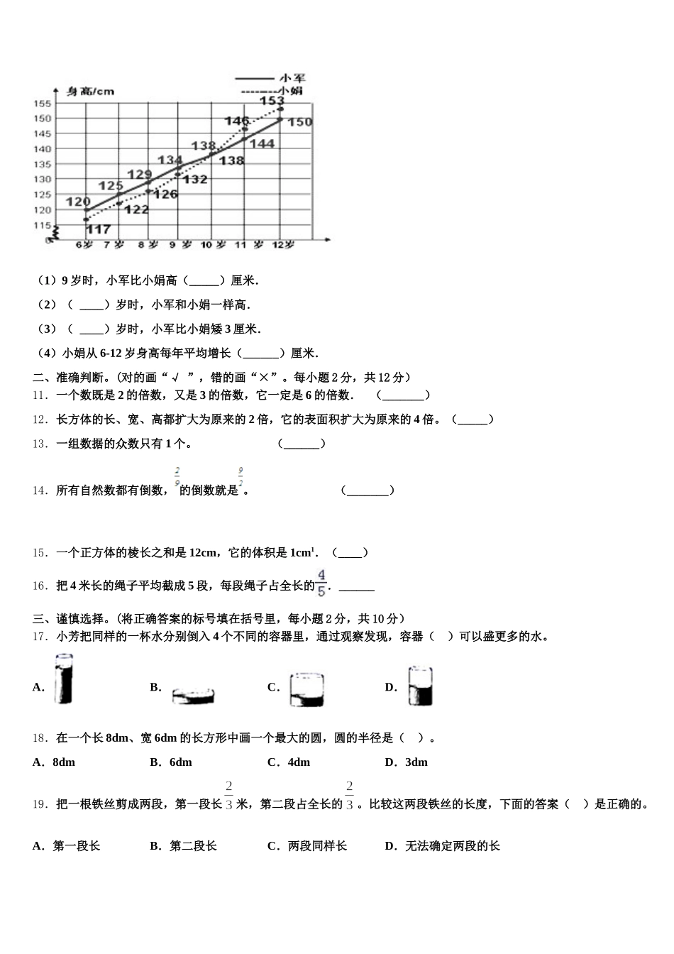 2025年许昌市襄城县数学五年级第二学期期末统考模拟试题含答案_第2页