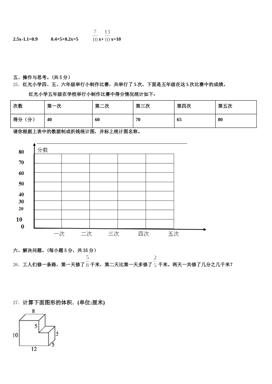 2025年德安县五年级数学第二学期期末复习检测模拟试题含答案_第3页