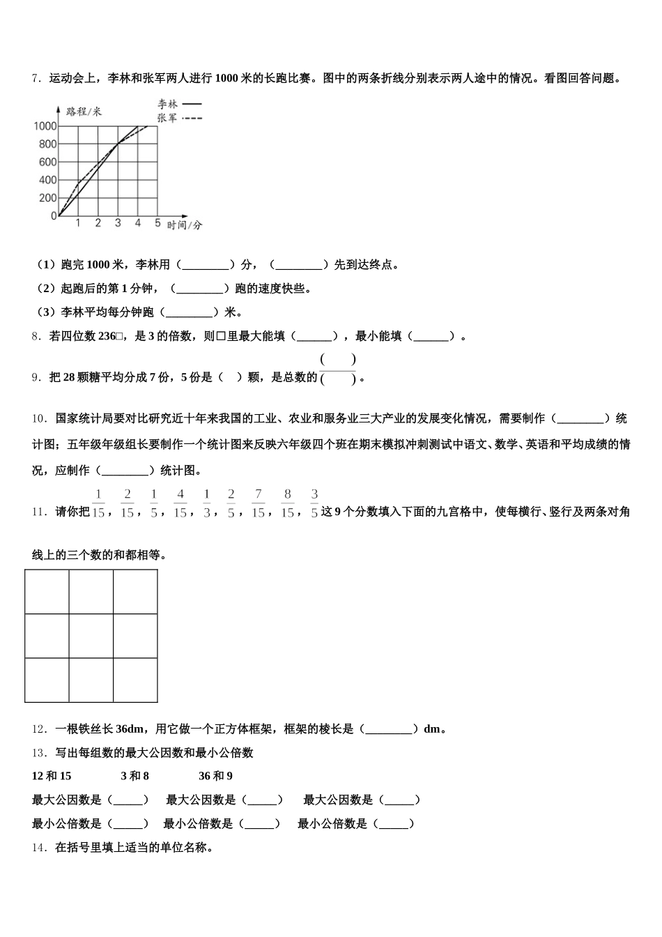 2025年和田县五年级数学第二学期期末预测试题含答案_第2页