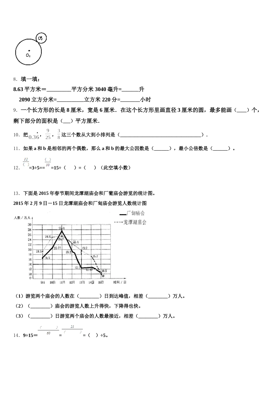 2026届景泰县五下数学期末教学质量检测试题含答案_第2页