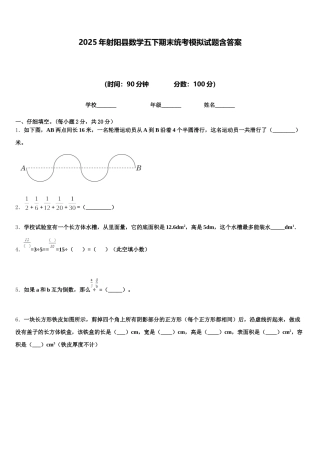 2025年射阳县数学五下期末统考模拟试题含答案
