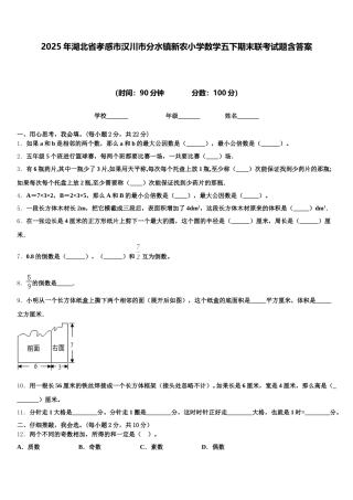 2025年湖北省孝感市汉川市分水镇新农小学数学五下期末联考试题含答案
