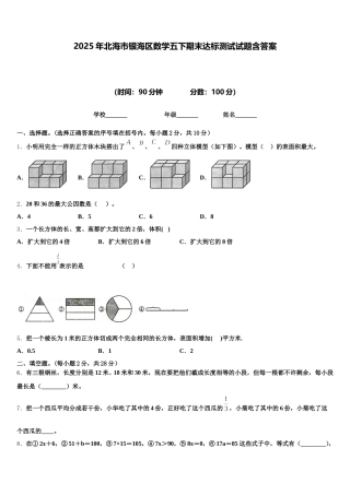 2025年北海市银海区数学五下期末达标测试试题含答案