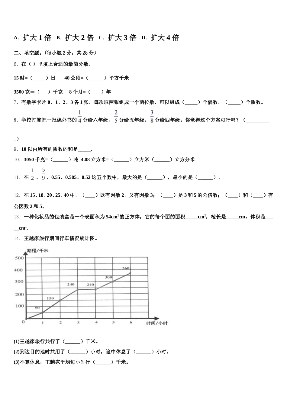 2025年天津市红桥区数学五下期末质量检测试题含答案_第2页