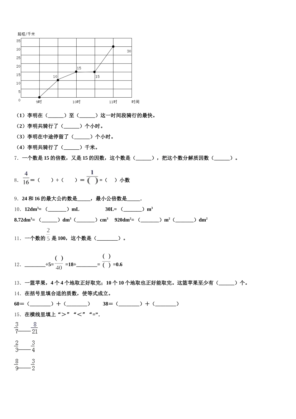 2025年长春市双阳区五年级数学第二学期期末检测模拟试题含答案_第2页