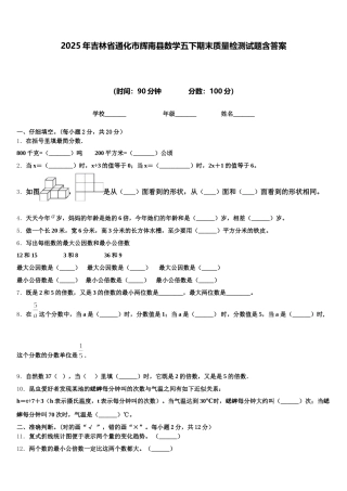 2025年吉林省通化市辉南县数学五下期末质量检测试题含答案