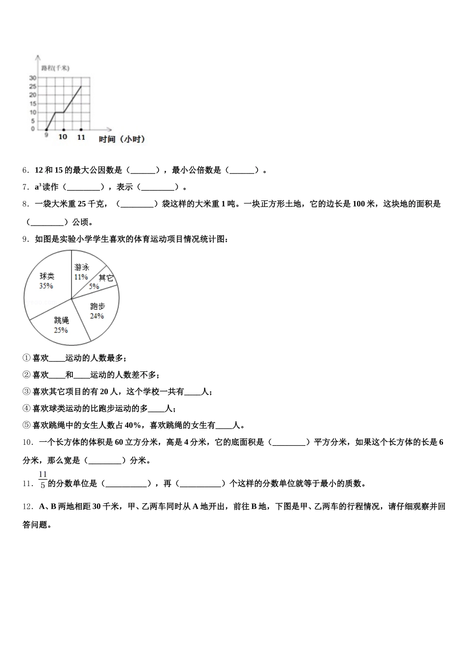 2025-2026学年阿里地区日土县数学五年级第二学期期末检测试题含答案_第2页