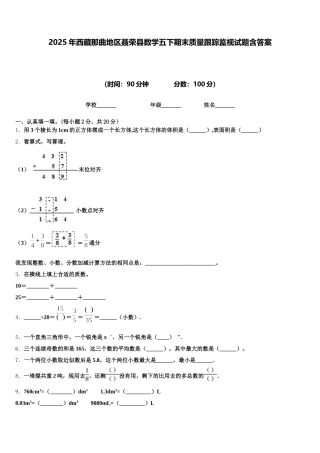 2025年西藏那曲地区聂荣县数学五下期末质量跟踪监视试题含答案
