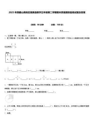 2025年西藏山南地区措美县数学五年级第二学期期末质量跟踪监视试题含答案