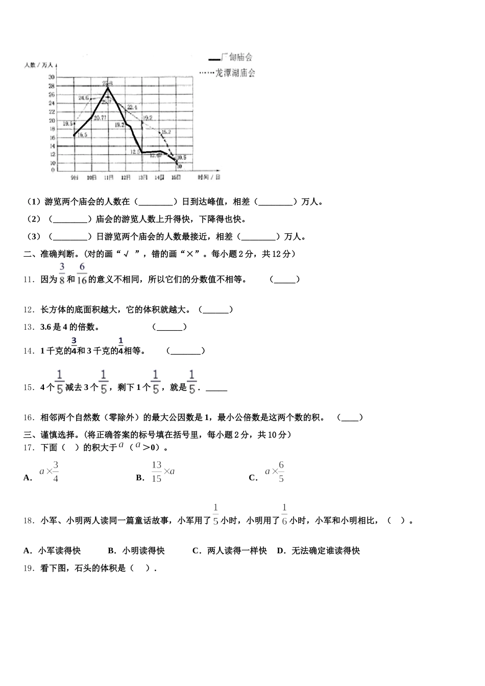 2025年山东省临沂市平邑县五下数学期末质量跟踪监视模拟试题含答案_第2页