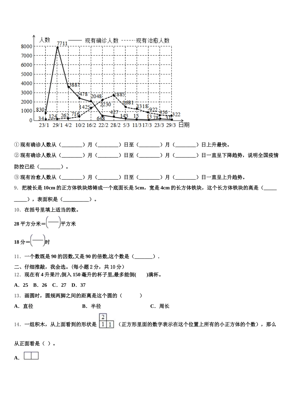 2025年山东省莘县实验小学数学五下期末学业水平测试试题含答案_第2页