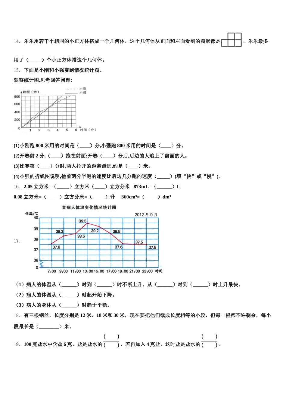 2025年邵阳市北塔区数学五下期末复习检测试题含答案_第2页