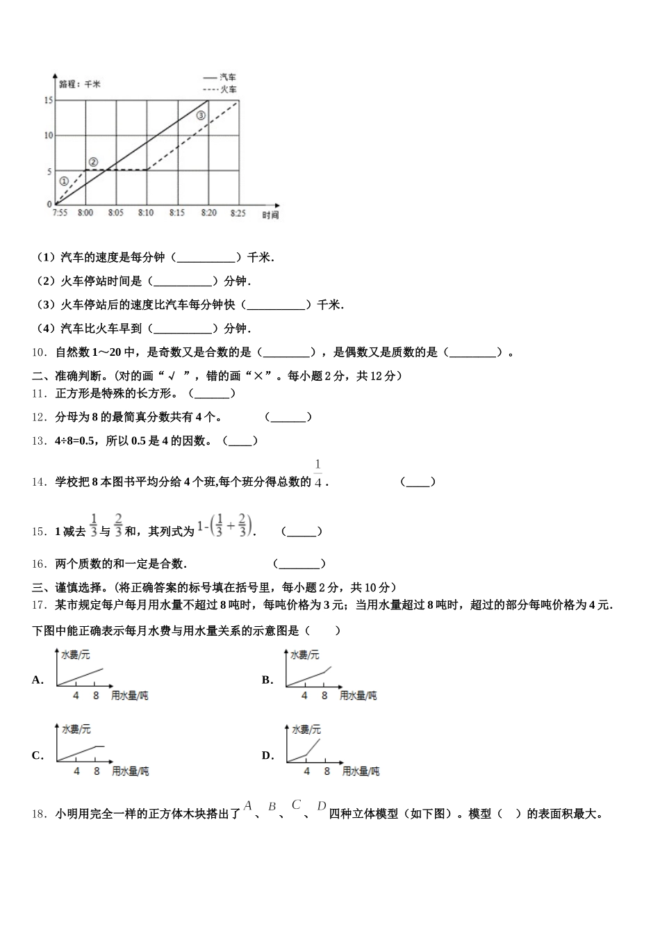 2025-2026学年湖南省怀化市麻阳苗族自治县数学五下期末考试试题含答案_第2页
