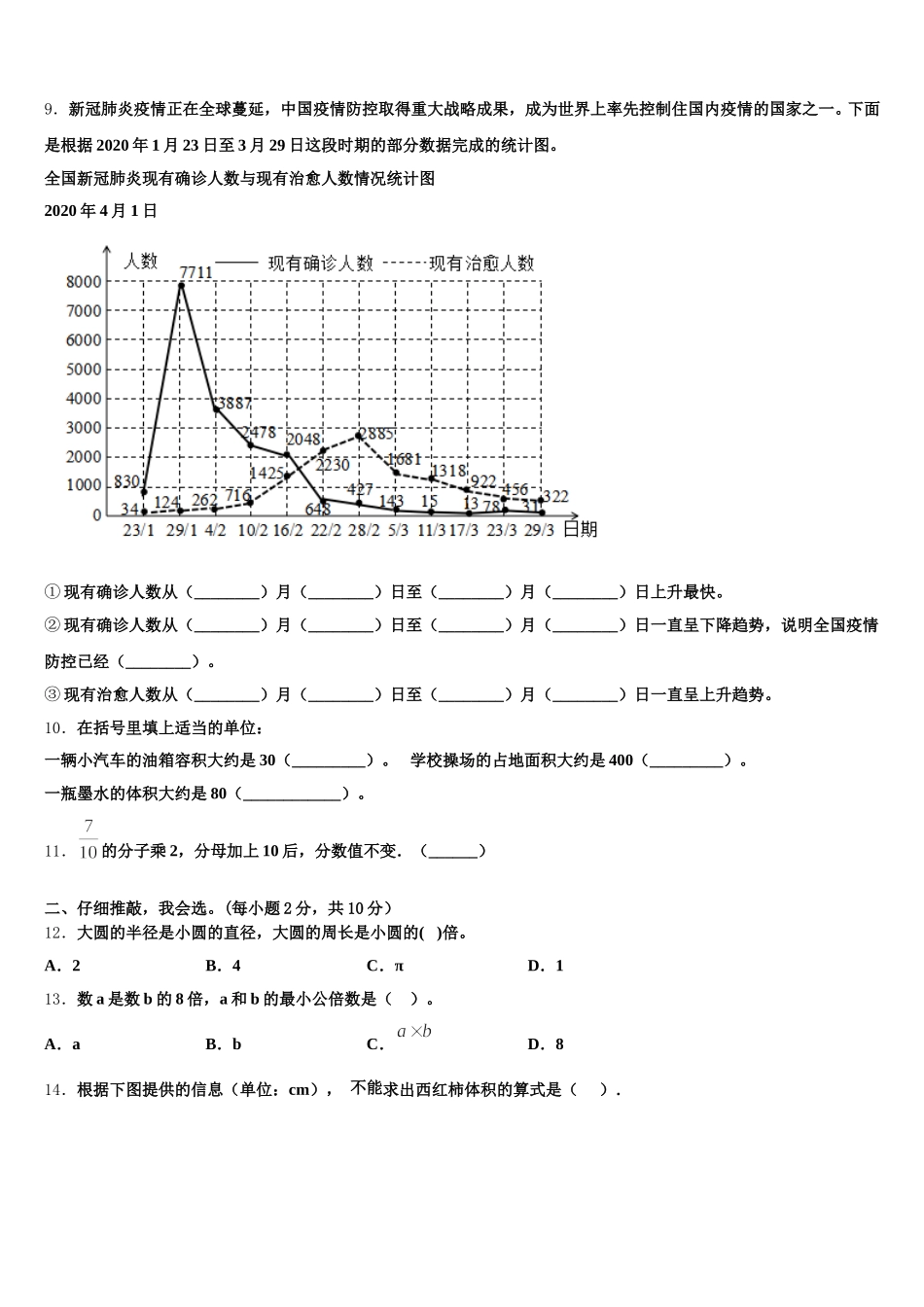 2025年湖南省株洲市茶陵县五年级数学第二学期期末综合测试试题含答案_第2页