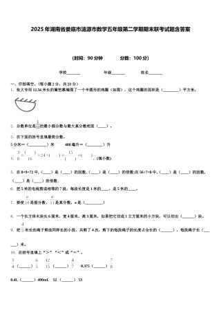 2025年湖南省娄底市涟源市数学五年级第二学期期末联考试题含答案