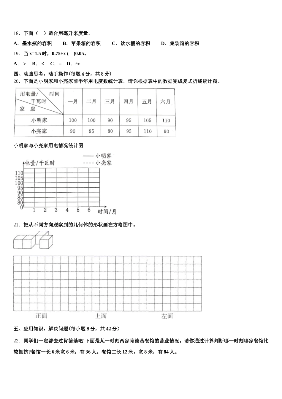 2026届安徽省六安市裕安区数学五年级第二学期期末综合测试试题含答案_第3页