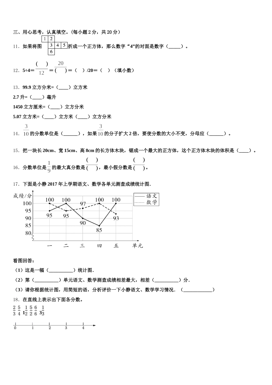 2025-2026学年江西省上饶市婺源县数学五年级第二学期期末综合测试模拟试题含答案_第2页