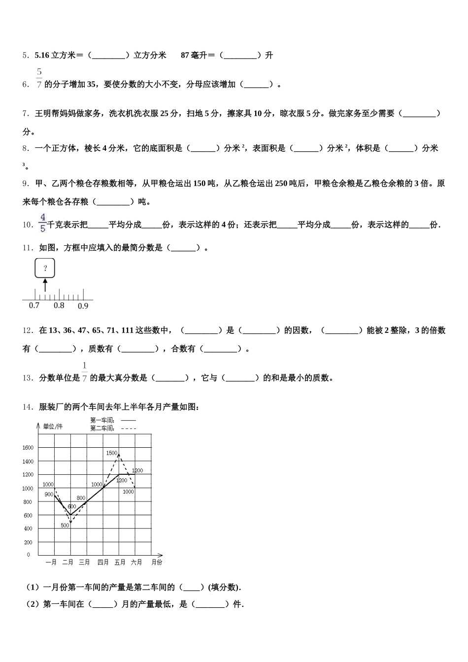 2025-2026学年江西省宜春市奉新县数学五年级第二学期期末质量检测试题含答案_第2页