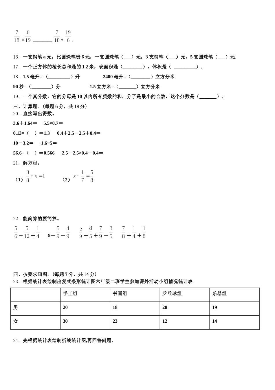 2025年江西省宜春市樟树市数学五下期末监测模拟试题含答案_第3页