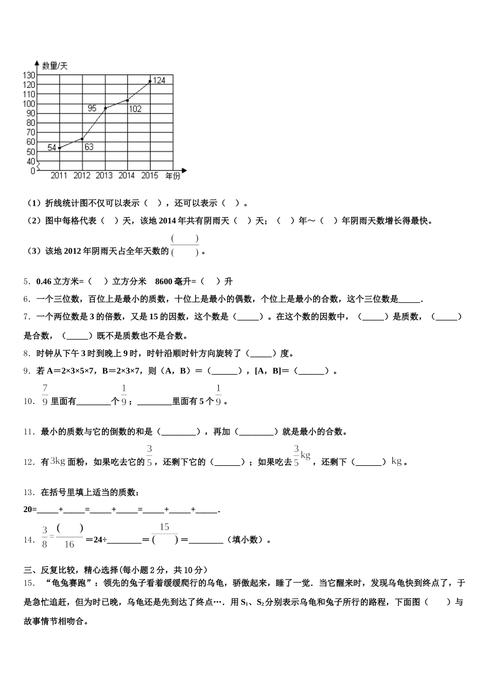 2025-2026学年辽宁省朝阳市建平县五下数学期末综合测试模拟试题含答案_第2页