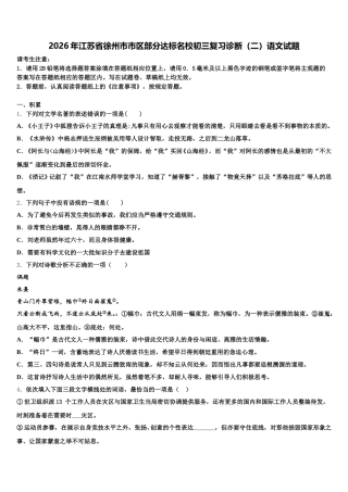 2026年江苏省徐州市市区部分达标名校初三复习诊断（二）语文试题含解析