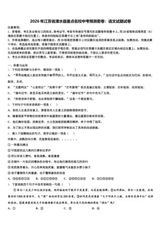 2026年江苏省溧水县重点名校中考预测密卷：语文试题试卷含解析