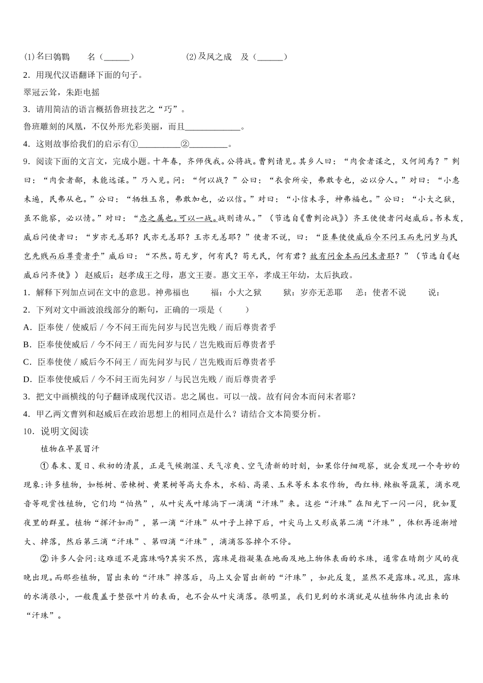 江苏省南京市秦淮区一中学2026届初三5月单元检测试题（月考）语文试题含解析_第3页