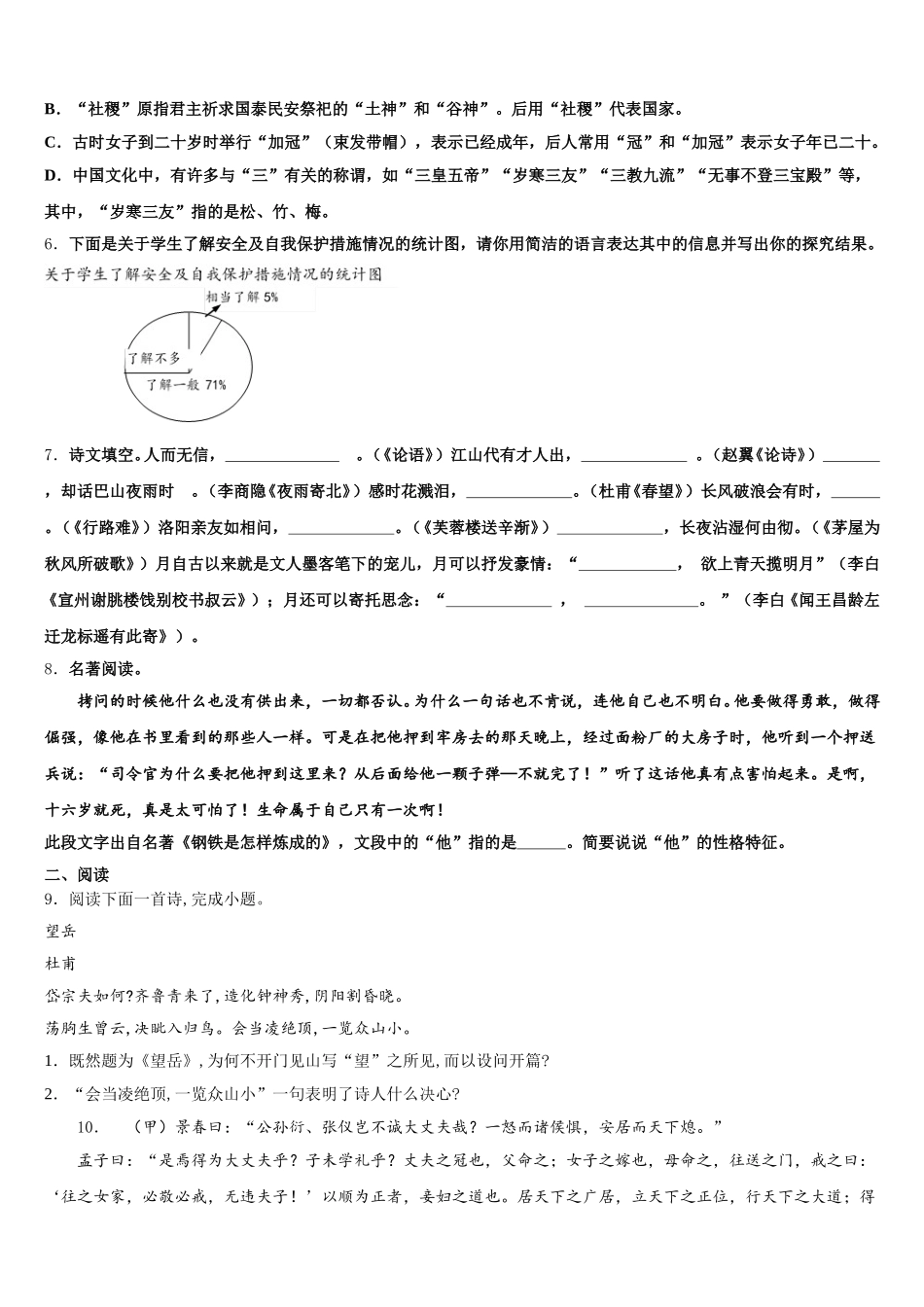 2025-2026学年宁夏吴忠市盐池一中学中考预测卷（全国Ⅲ卷）语文试题试卷含解析_第2页