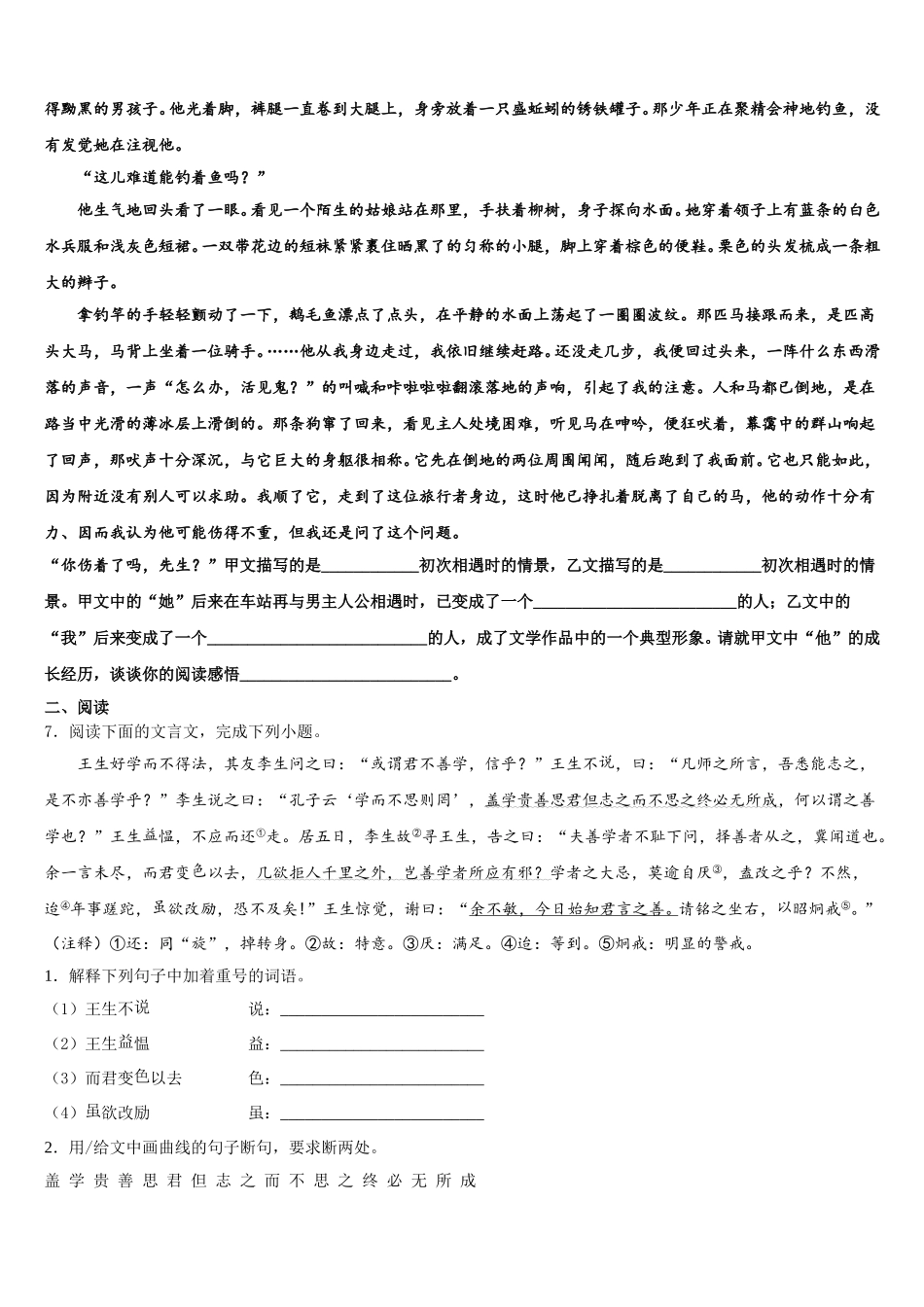 2026年上海市浦东新区（四署）重点名校招生伯乐马模拟考试（三）语文试题含解析_第2页