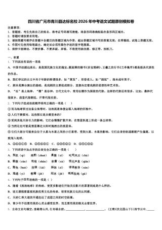 四川省广元市青川县达标名校2026年中考语文试题原创模拟卷含解析