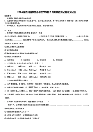 2026届四川省乐至县初三下学期5月阶段检测试题语文试题含解析