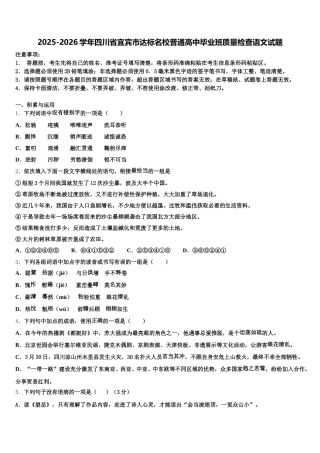 2025-2026学年四川省宜宾市达标名校普通高中毕业班质量检查语文试题含解析