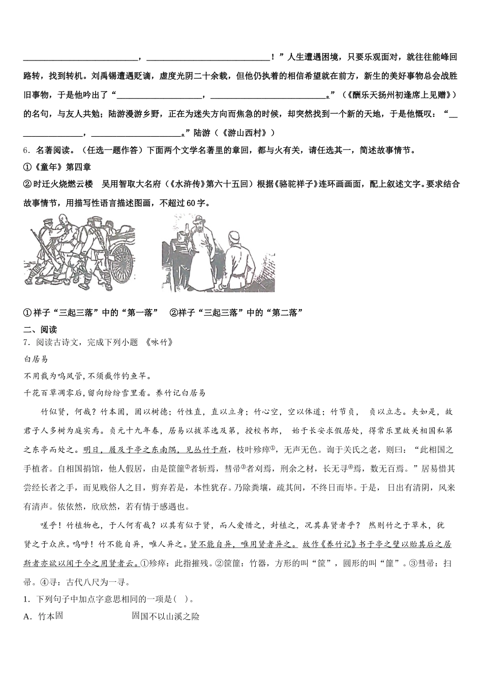 四川省都江堰市初市级名校2026年初三下学期3月线上考试语文试题含解析_第2页