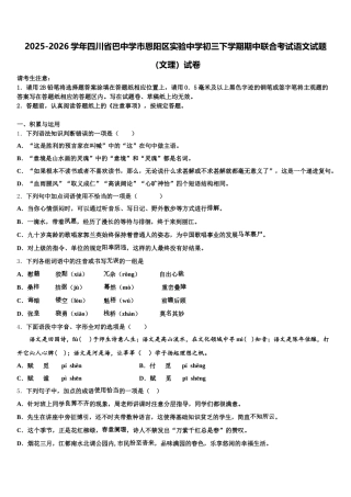 2025-2026学年四川省巴中学市恩阳区实验中学初三下学期期中联合考试语文试题（文理）试卷含解析