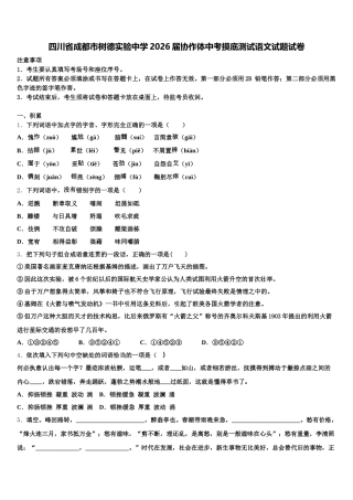 四川省成都市树德实验中学2026届协作体中考摸底测试语文试题试卷含解析