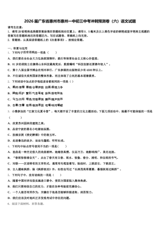 2026届广东省惠州市惠州一中初三中考冲刺预测卷（六）语文试题含解析