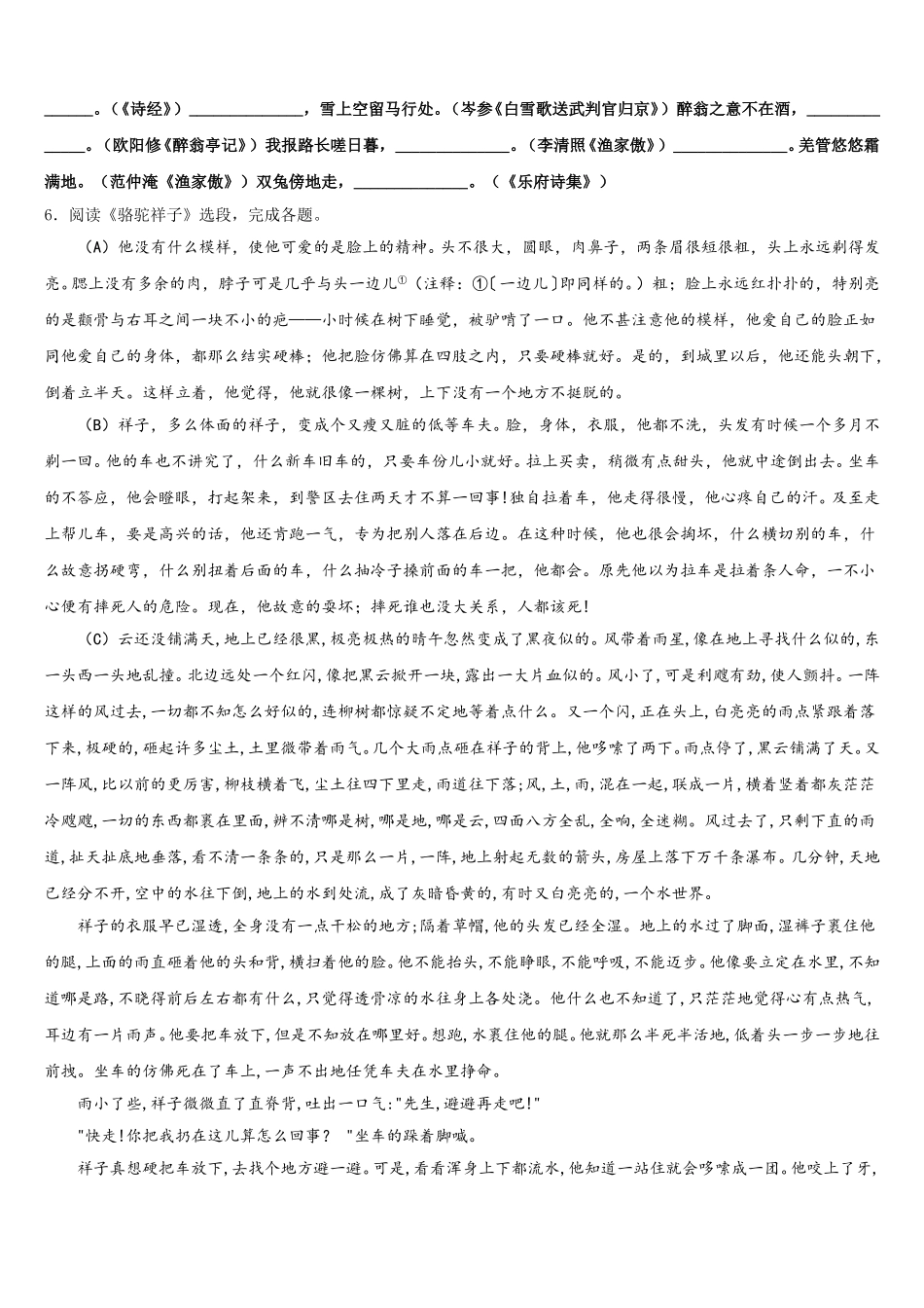 广东省中学山一中学2026届初三3月联考语文试题试卷（二）含解析_第2页