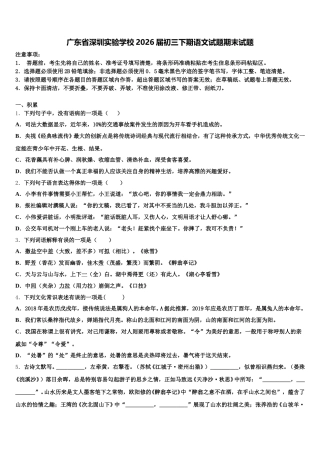广东省深圳实验学校2026届初三下期语文试题期末试题含解析