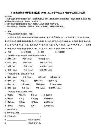 广东省惠州市博罗县市级名校2025-2026学年初三5月月考试题语文试题含解析