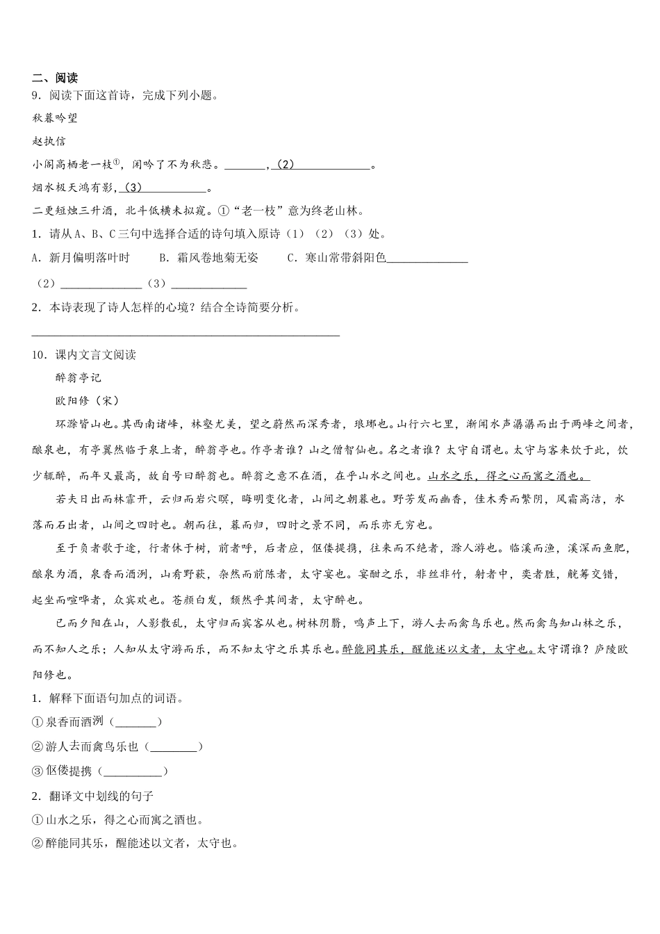 2026年深圳市龙城初级中学学业水平模拟考试语文试题仿真模拟试题A卷含解析_第3页