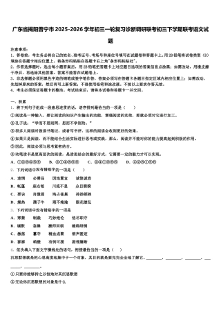 广东省揭阳普宁市2025-2026学年初三一轮复习诊断调研联考初三下学期联考语文试题含解析
